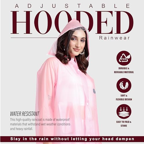 HACER Victoria Raincoat Waterproof Full Length Rainwear with Hood and Pockets for Women & Ladies Carry Bag Included- (Random Color, Size- 52, XXL) - Image 5