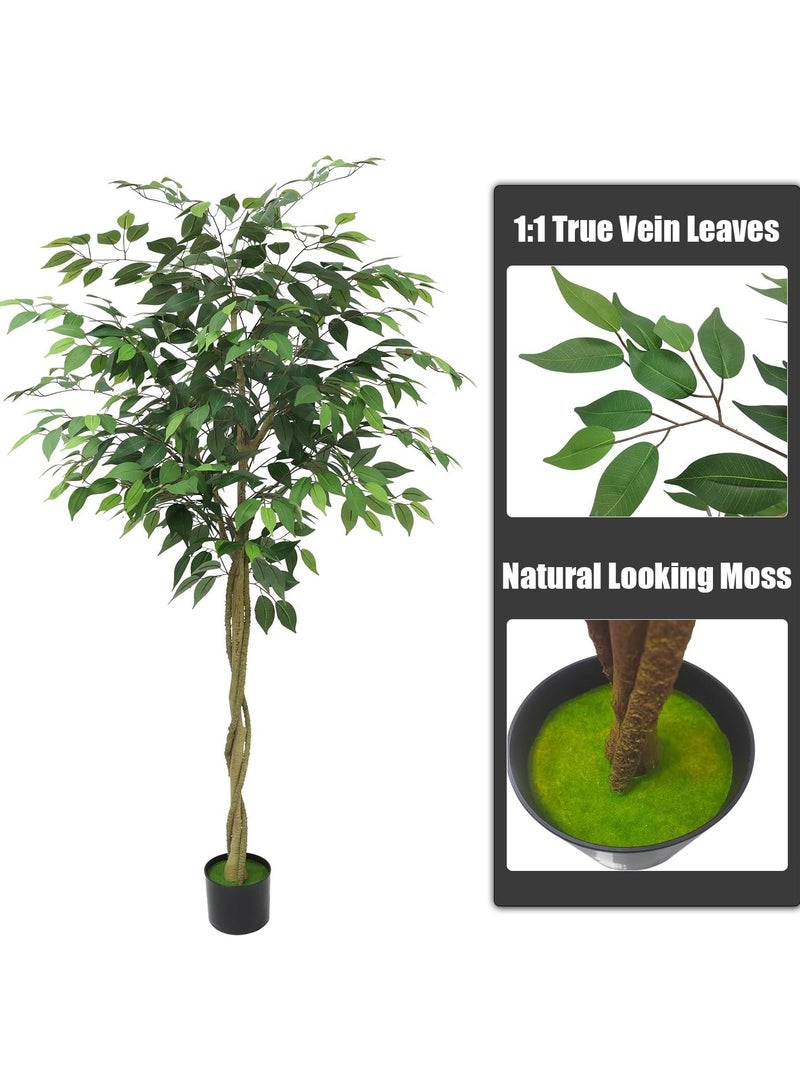 180CM Artificial Banyan Tree, Artificial Ficus Trees for Indoor and Outdoor Use with Silk Leaves and PE Trunks, Artificial Banyan Trees as Decoration for Home, Office, Bedroom, Dining Room - Image 5