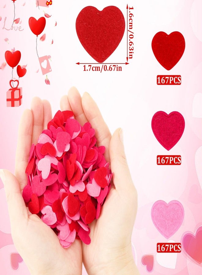 MARFOREVER 500pcs Mixed Three-Color Felt Confetti,Heart Confetti Bulk Felt Hearts Stickers, Red, Rose, Pink Valentine's Day Table Decorations and Party Sprinkles - Image 2