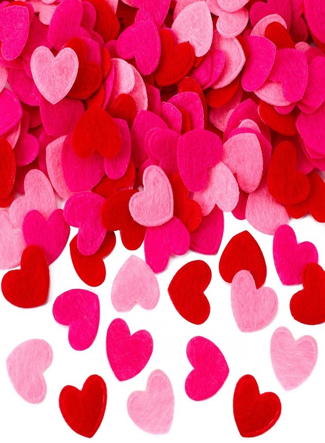 MARFOREVER 500pcs Mixed Three-Color Felt Confetti,Heart Confetti Bulk Felt Hearts Stickers, Red, Rose, Pink Valentine's Day Table Decorations and Party Sprinkles - Image 1