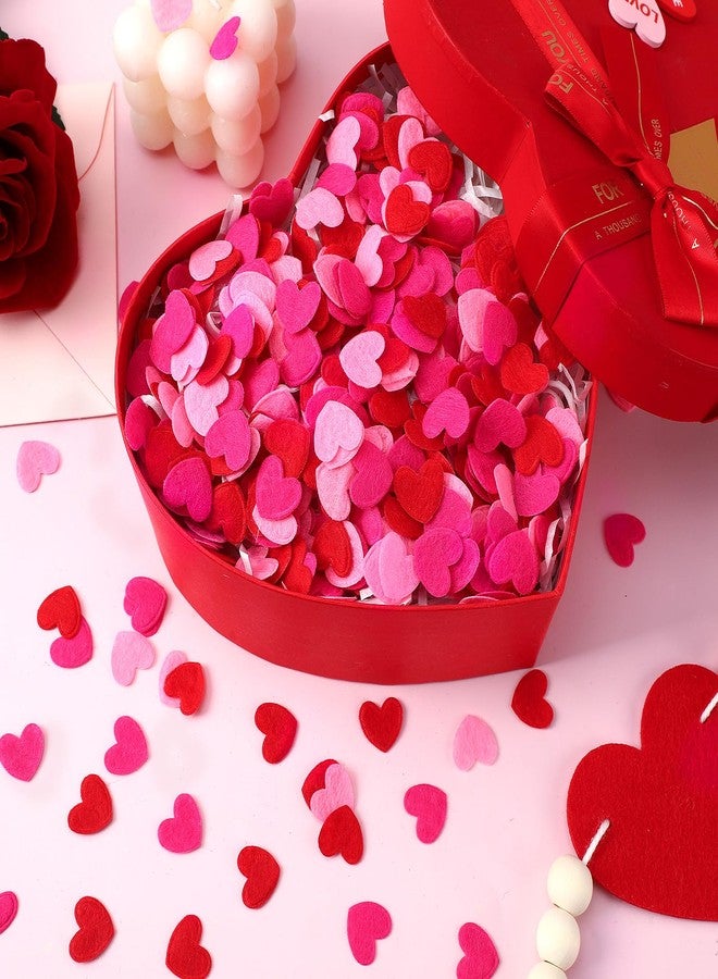 MARFOREVER 500pcs Mixed Three-Color Felt Confetti,Heart Confetti Bulk Felt Hearts Stickers, Red, Rose, Pink Valentine's Day Table Decorations and Party Sprinkles - Image 3