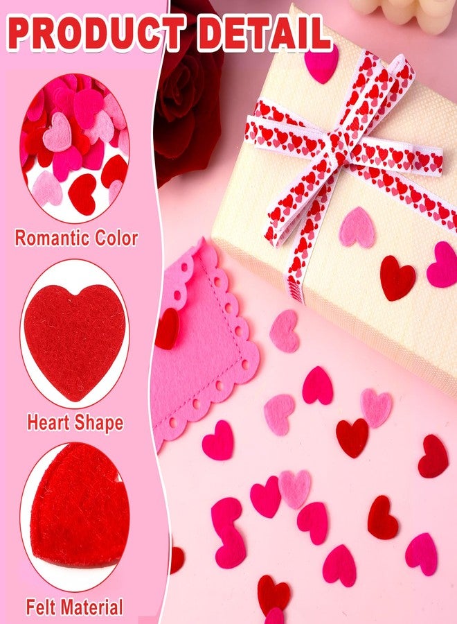MARFOREVER 500pcs Mixed Three-Color Felt Confetti,Heart Confetti Bulk Felt Hearts Stickers, Red, Rose, Pink Valentine's Day Table Decorations and Party Sprinkles - Image 4