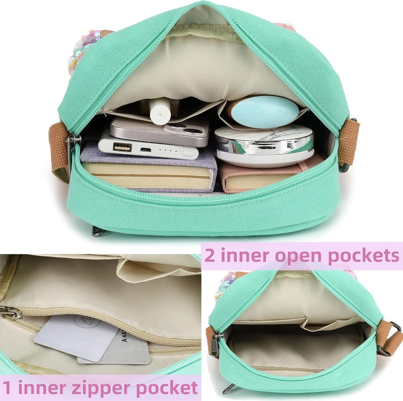 Leaper Girls Crossbody Purses for Kids 2 PCS Cross Body Bag Women Messenger Bag Girls Canvas Bag Cross Body Purse Set | for Kids, 2 PCS, Women - Image 4