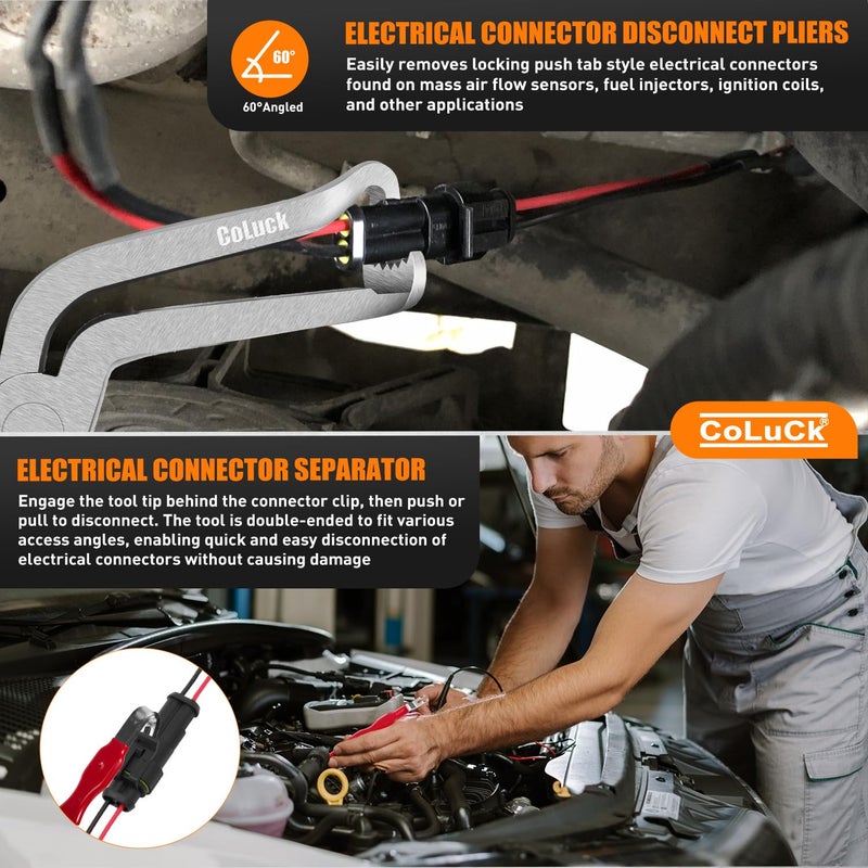 CoLuck 5Pcs Electrical Disconnect Pliers for Cars, Hose Clamp Pliers Connector Removal Tool Disconnect Tool and Connector Separator with terminal removal tool kit Automotive Electrical Tools Automotive Tools - Image 5