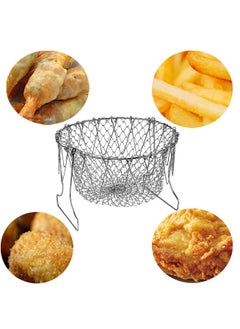 Y&D Foldable Steam Rinse Deep Frying Basket, Stainless Stee Fry French Magic Mesh Basket Strainer Net Fried Filter Drainage Rack for Food or Fruits Multifunctional Kitchen Tool  - Image 1