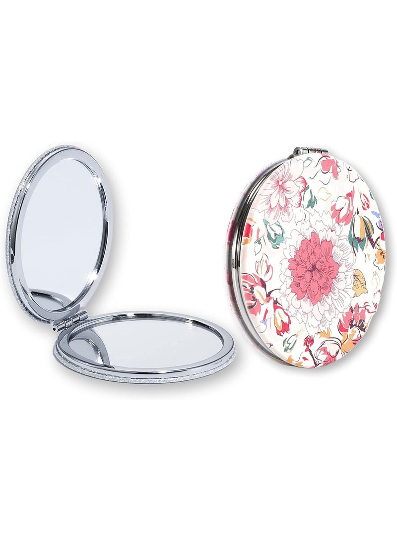مرآة مكبرة محمولة ذات وجهين - مرآة مكياج صغيرة قابلة للطي للسفر، مرآة زينة محمولة وقابلة للتعديل للاستخدام في المحفظة والجيب والمكتب - Image 1