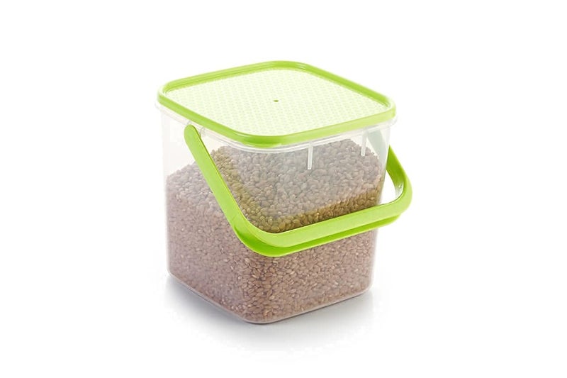 QUALIZA Plastic Storage Container set square for Rice Flour Food Grain Kitchen Storage air Tight Container with Handle Pack of 2 3 kg - Image 2