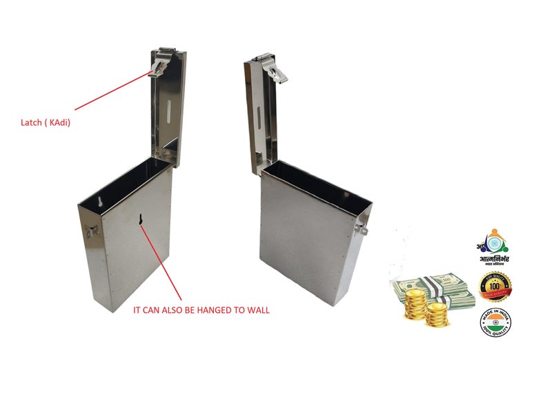 GinoSet® Stainless Steel Slim All in 1 Multipurpose Letter/Suggestion Box/Complaint/Donation Box Use Table Top or Wall Mount with Manual Key Lock - Image 5