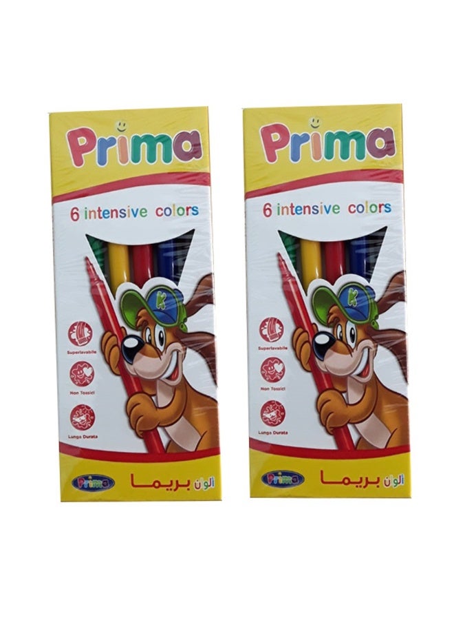 بريما عبوتان من أقلام التلوين ذات الأطراف الليفية من Prima