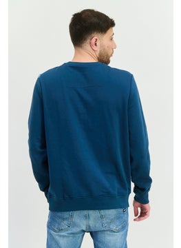 Threadbare Men Crew Neck Brand Logo Long Sleeves Sweatshirt, Teal Blue  - Image 3