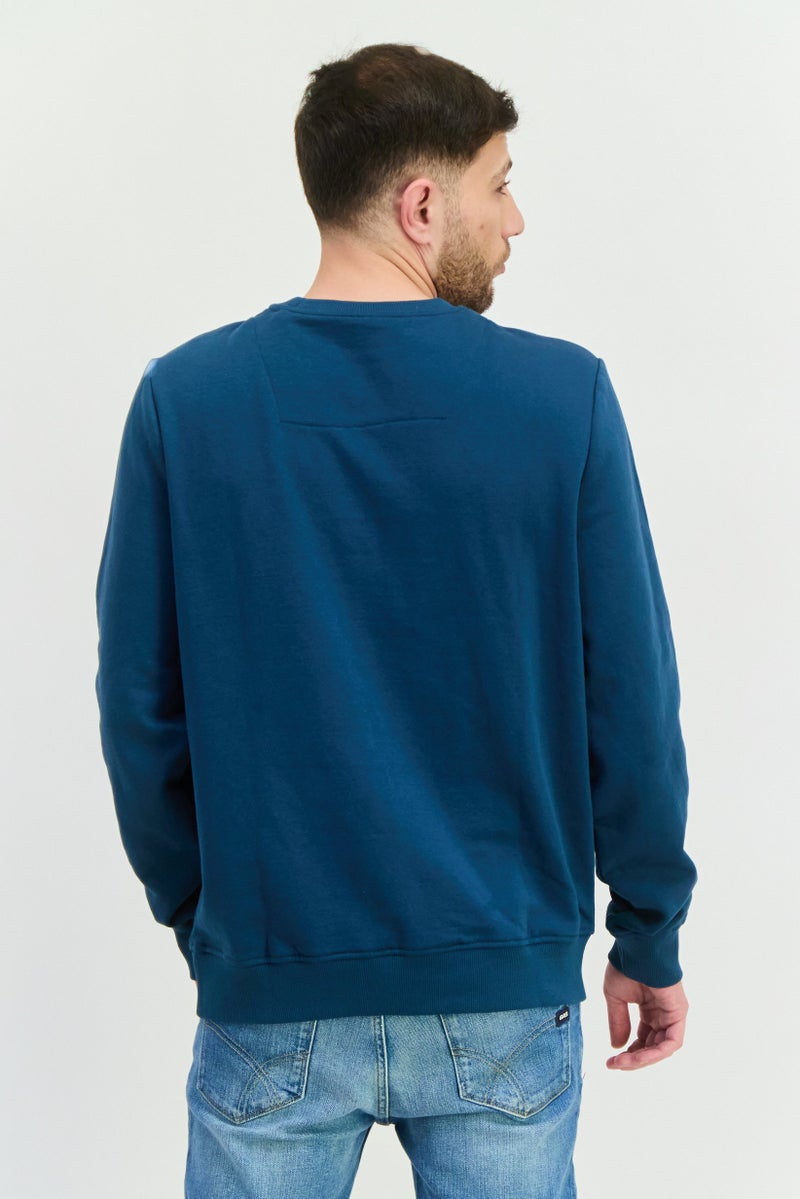 Threadbare سويت شيرت رجالي بأكمام طويلة وياقة دائرية بشعار العلامة التجارية، أزرق مائل إلى الأخضر - Image 3