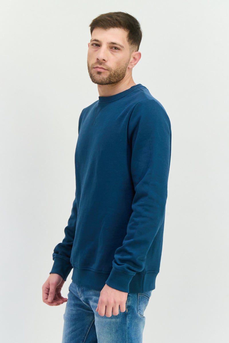 Threadbare سويت شيرت رجالي بأكمام طويلة وياقة دائرية بشعار العلامة التجارية، أزرق مائل إلى الأخضر - Image 2