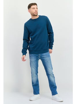 Threadbare Men Crew Neck Brand Logo Long Sleeves Sweatshirt, Teal Blue  - Image 4