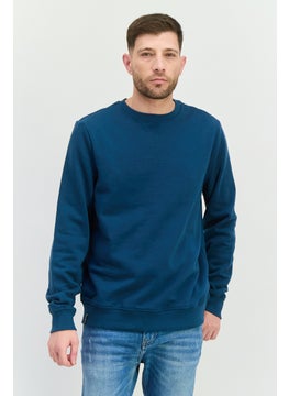 Threadbare Men Crew Neck Brand Logo Long Sleeves Sweatshirt, Teal Blue  - Image 1