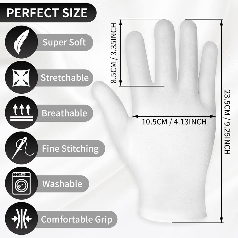 Sibba 2 Pairs Touch Screen Moisturizing Gloves White Cotton Moisturizing Gloves Overnight Bedtime Heal Eczema Sleeping Lotion Hand Spa Treatment Gloves Repair Rough Cracked Dry Chapped Hands Skin - Image 2