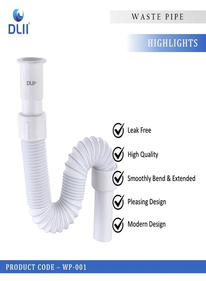 DLII® Flexible PVC Waste Pipe | PVC Waste Pipes for Bathroom Wash Basin & Kitchen Sink | Plumbing Drain Connector (Set of 4) - Image 2
