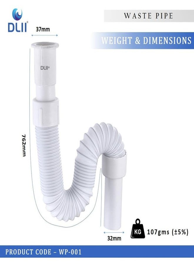 DLII® Flexible PVC Waste Pipe | PVC Waste Pipes for Bathroom Wash Basin & Kitchen Sink | Plumbing Drain Connector (Set of 4) - Image 4