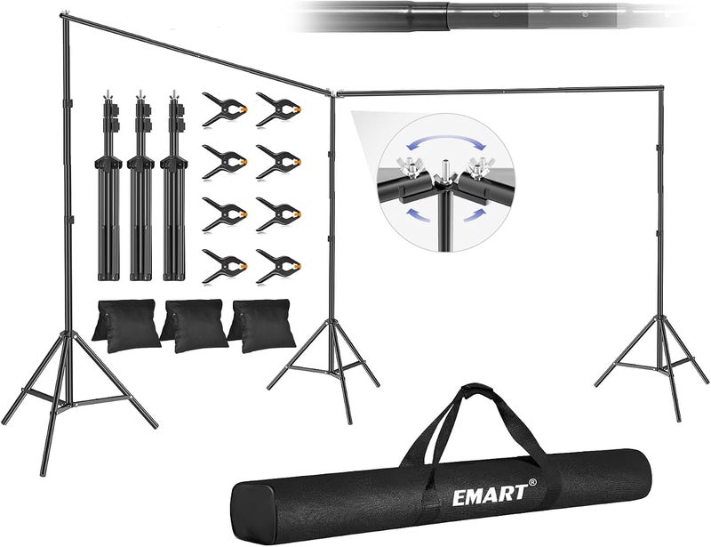 EMART Backdrop Stand, 20x7ft/6x2.1m(WxH) Large Adjustable Background Frame - Image 1