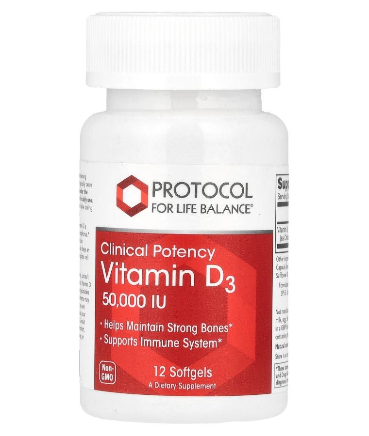 Protocol For Life Balance Vitamin D3 Clinical Potency 1250 mcg (50000 IU) 12 Softgels