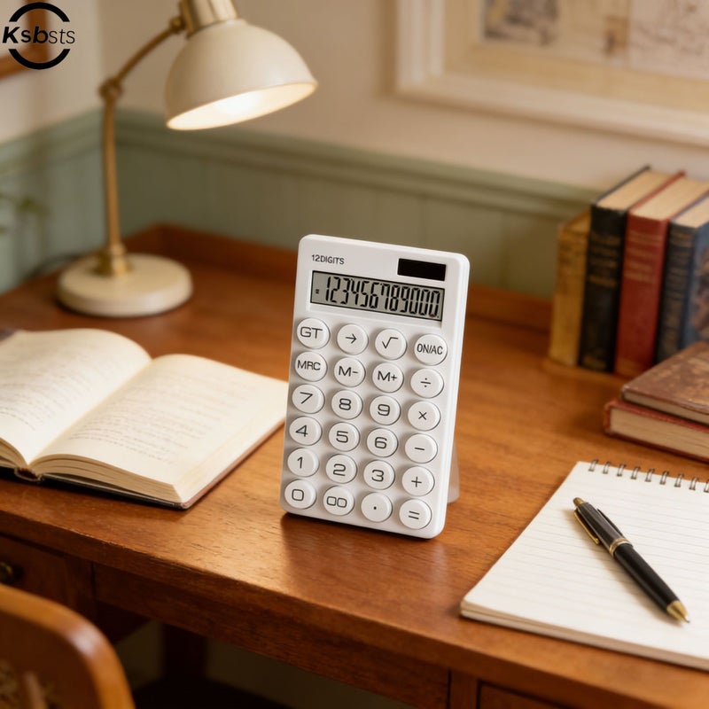 Minimalist Ultra Thin 12 Digit Solar Dual Power Calculator With Clear LCD Display And Non Slip Buttons For Business Office School Home Use Black - Image 5