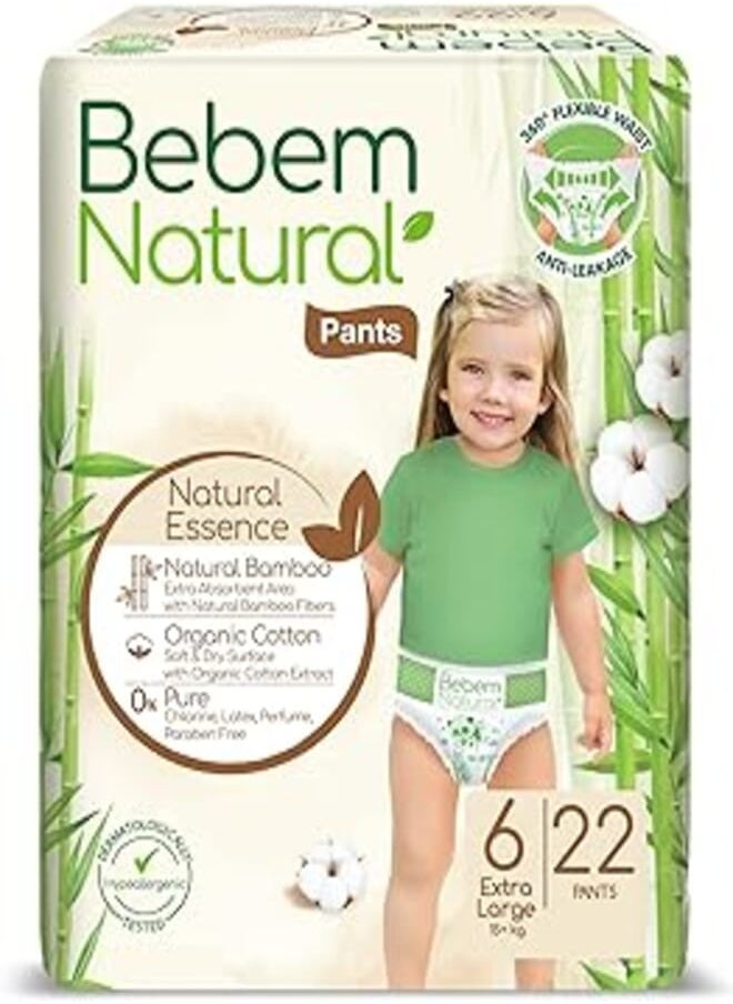 Bebem - Bebem Natural - Pants Diapers - Twin Pack - Xlarge Size 6 - 22 Pieces - Image 1
