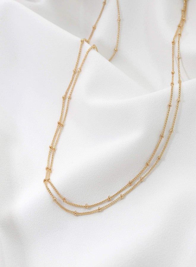 Fettero Delicate Fashion Satellite Layered Necklace - Gold Plated Dainty Simple Choker Jewelry - Image 5