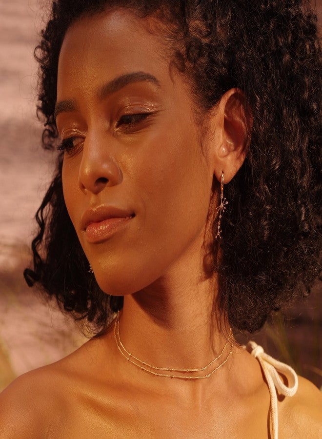 Fettero Delicate Fashion Satellite Layered Necklace - Gold Plated Dainty Simple Choker Jewelry - Image 3