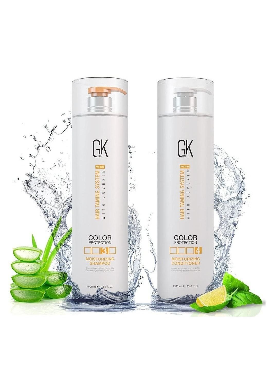 GK Hair Moisturizing Shampoo and Conditioner Sets (33.8 Fl Oz/1000ml) for Color Treated Hair - Daily Use Cleansing Dry to Normal Sulfate Paraben-Free - All Hair Types for Men and Women 