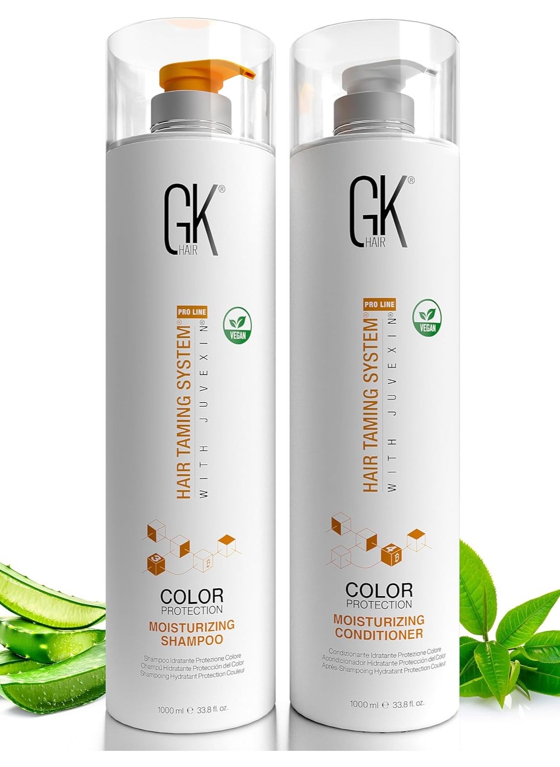 GK Hair Moisturizing Shampoo and Conditioner Sets (33.8 Fl Oz/1000ml) for Color Treated Hair - Daily Use Cleansing Dry to Normal Sulfate Paraben-Free - All Hair Types for Men and Women 