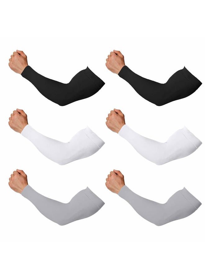 Feeke Arm Sleeves for Men and Women, Sleeves to Cover Arms for Men and Women 4-Pairs, White+black+grey-6 Pairs, L - Image 1