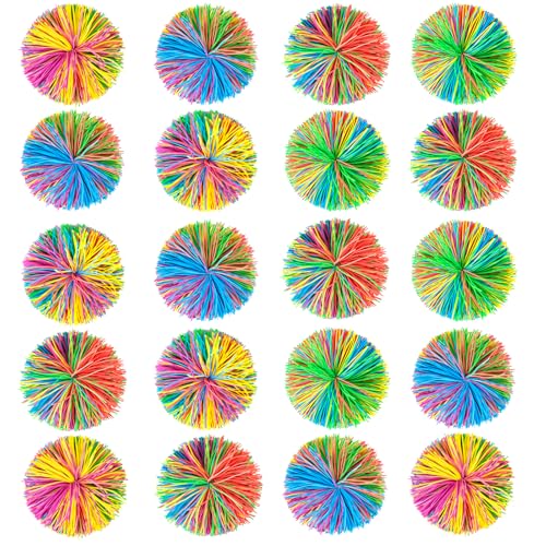 BLOOLILIES 20 Pack Stringy Balls Fidget Toys Sensory Toys Stress Balls Easter Basket Stuffers Rainbow Pom Ball Classroom Party Favors Soft Stretch Elastic Ball for Boys Girls Ages 3 Birthday Gift - Image 1