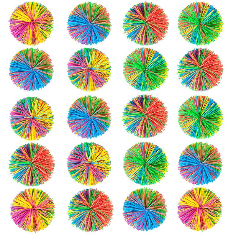BLOOLILIES 20 Pack Stringy Balls Fidget Toys Sensory Toys Stress Balls Easter Basket Stuffers Rainbow Pom Ball Classroom Party Favors Soft Stretch Elastic Ball for Boys Girls Ages 3 Birthday Gift - Image 3