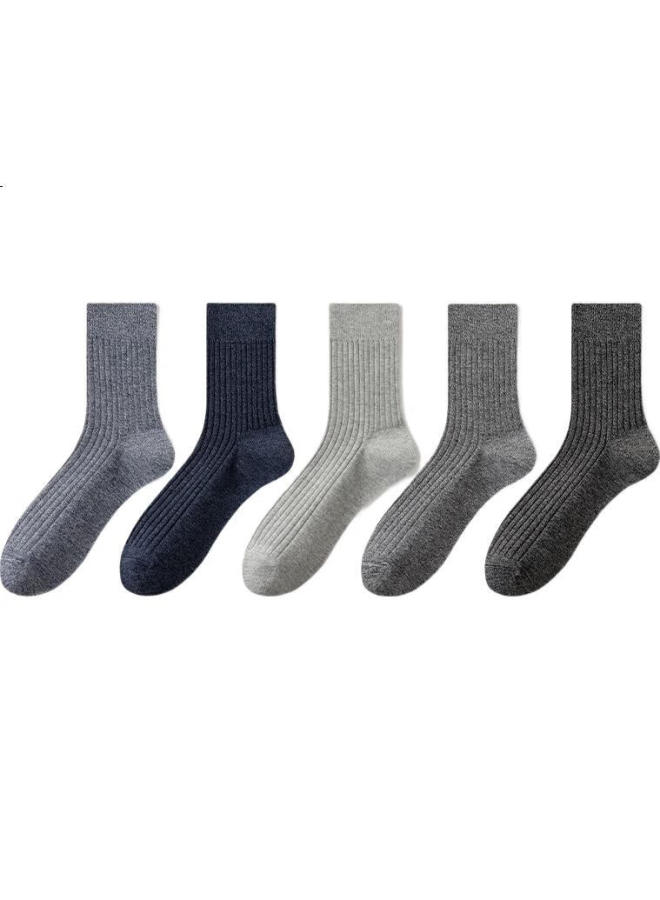 Zjzue 100% Cotton Men'S Double-Needle Business Mid-Tube Socks Pure Cotton Socks Boneless Spring And Summer Solid Color Full Cotton Socks - Image 1