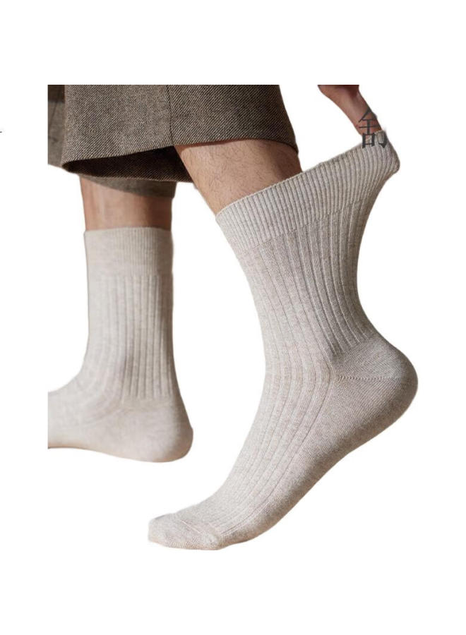 Zjzue 100% Cotton Men'S Double-Needle Business Mid-Tube Socks Pure Cotton Socks Boneless Spring And Summer Solid Color Full Cotton Socks - Image 2