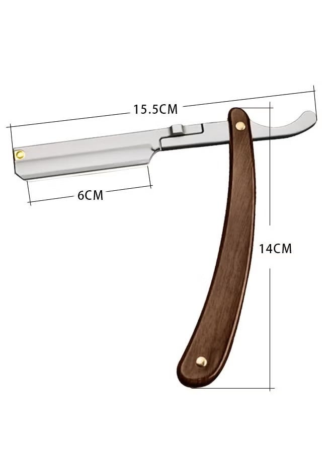 Razor Kit with 10 Blades Stainless Steel Professional Barber Cut Throat Razor, Premium Mens Single Blade Razor Shaver, Premium Quality Straight Edge Razor, Beard Shaper Trimmer, Leather Pouch Included