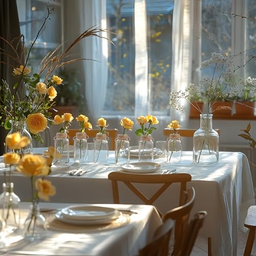 ASHELYULLA Vintage Glass Vases for Flowers, Set of 6 Clear Vases for Farmhouse Wedding Centerpiece Cylinder Bottle for Reception Table Decoration Home Decor Floral Arrangements - Image 2