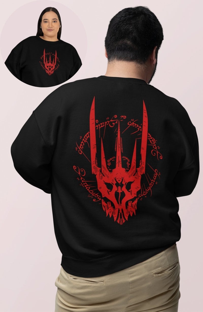 Fuddy Moda Fuddy Fashion Lord of the Rings Back Printed Hoodless Sweatshirt, Oversize Lord of Rings Printed Sweat - Image 1