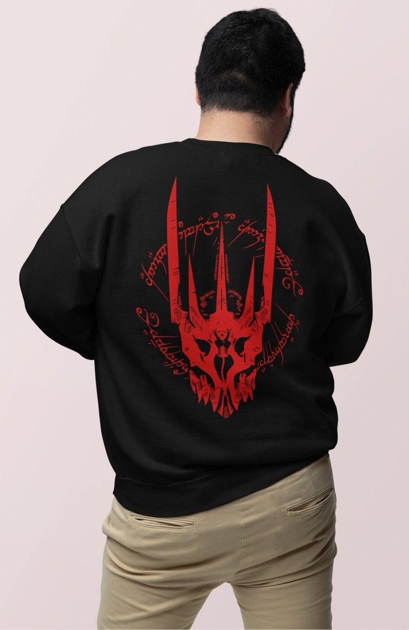Fuddy Moda Fuddy Fashion Lord of the Rings Back Printed Hoodless Sweatshirt, Oversize Lord of Rings Printed Sweat - Image 5