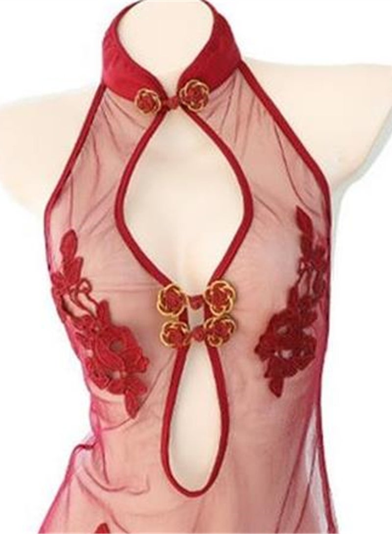 Embroidered transparent pajamas set, nightgown and underwear two-piece set  - Image 3