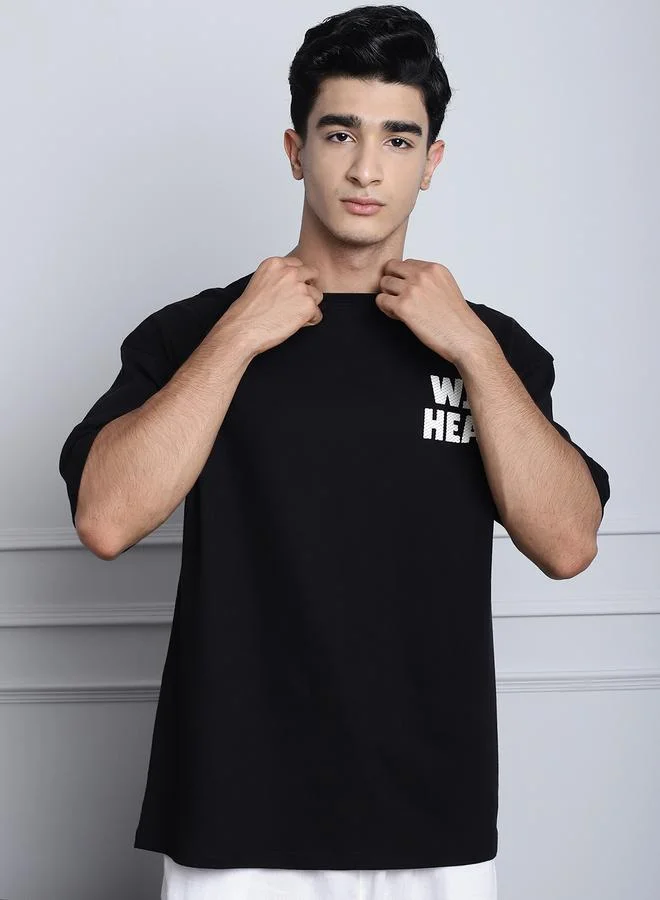 Styli Men Black Oversized Graphic Print T-Shirt By Door74