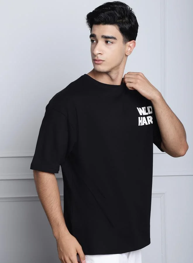 Styli Men Black Oversized Graphic Print T-Shirt By Door74