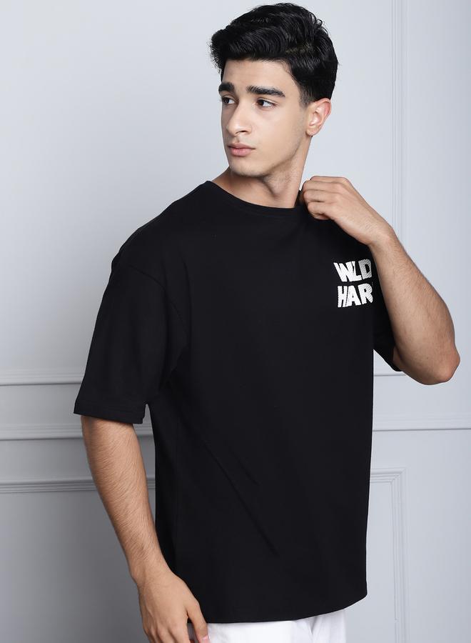 Take Two Men Black Oversized Graphic Print T-Shirt By Door74 - Image 4