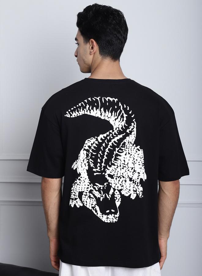 Take Two Men Black Oversized Graphic Print T-Shirt By Door74 - Image 2