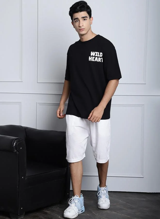 Styli Men Black Oversized Graphic Print T-Shirt By Door74