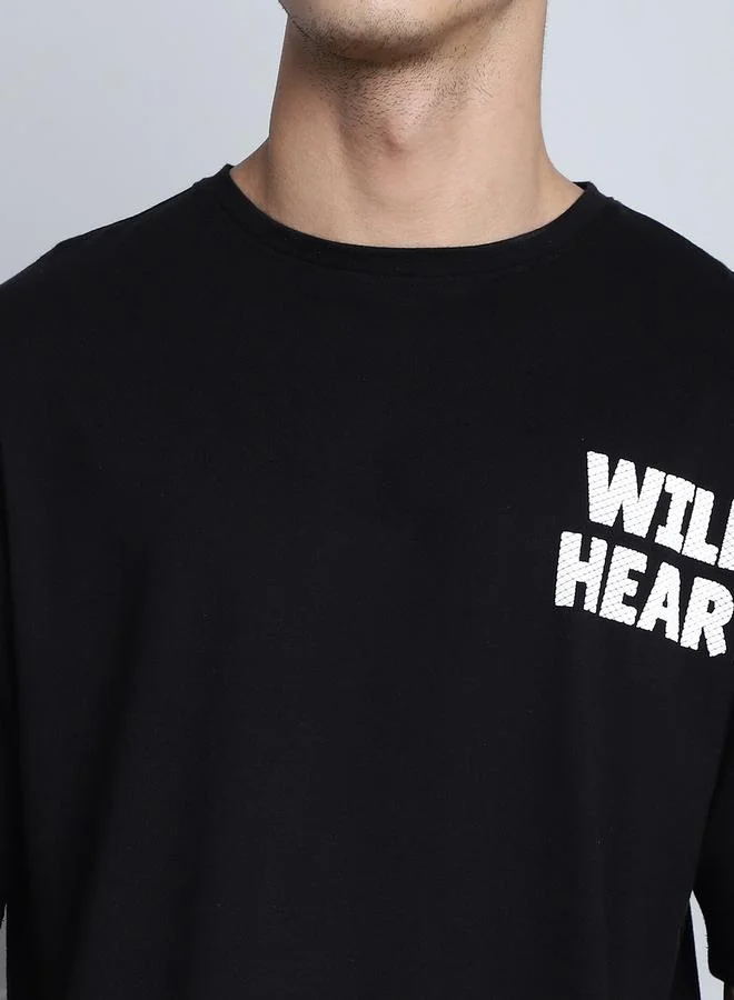 Styli Men Black Oversized Graphic Print T-Shirt By Door74