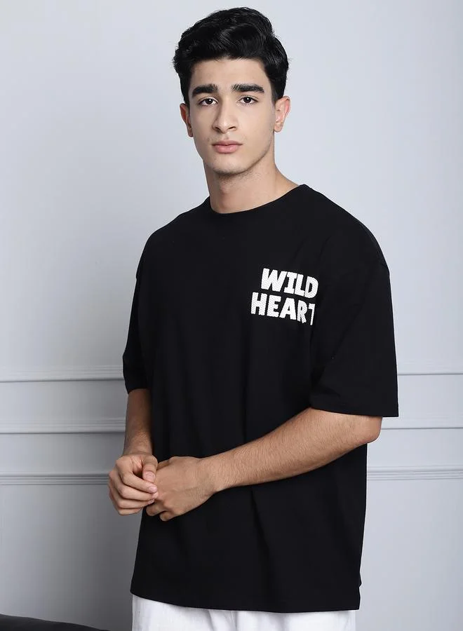 Take Two Men Black Oversized Graphic Print T-Shirt By Door74