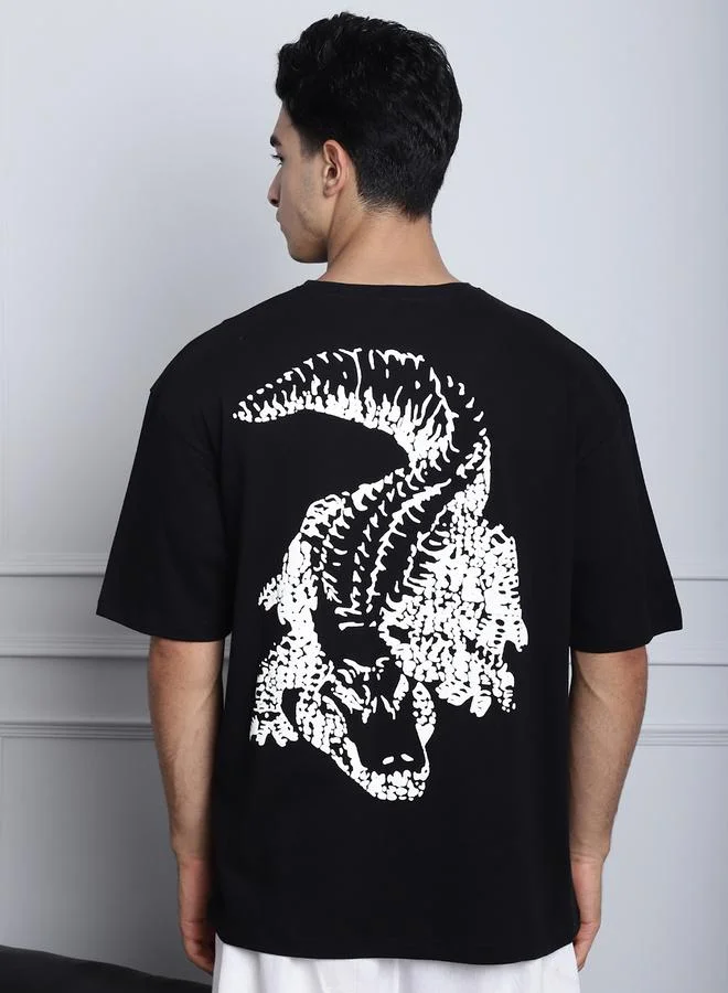 Take Two Men Black Oversized Graphic Print T-Shirt By Door74