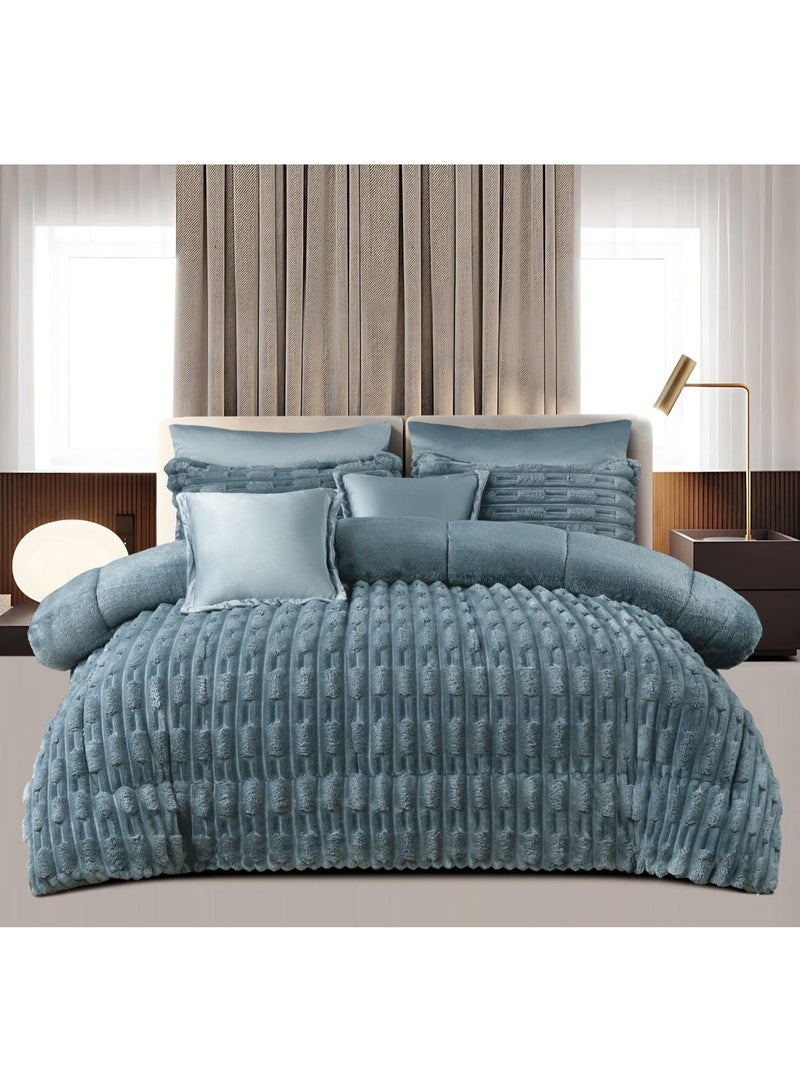 مون مفرش حشو. مخمل على فرو وجهين                  نفرين * 1 لحاف مقاس 220*240سم  1 شرشف مغاط 200*200+30سم  4 تلبيس مخده 50*75سم  2 تلبيس خداديه 45*45سم