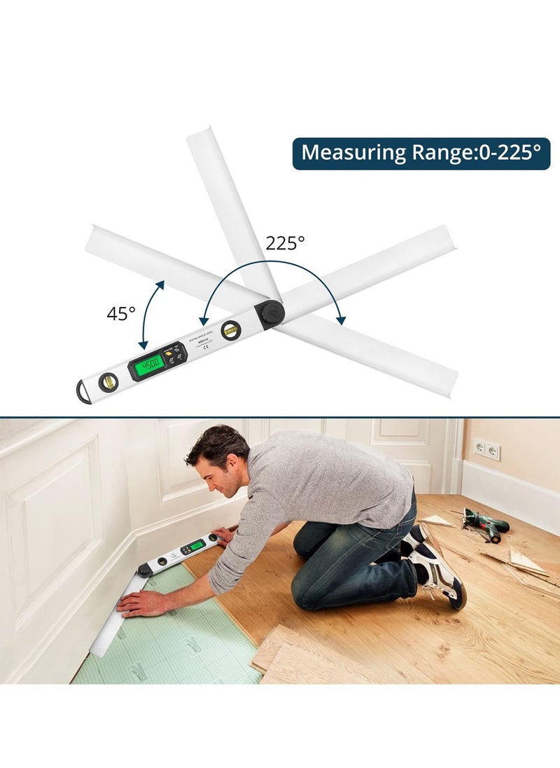 SYOSI - Digital Angle Finder Protractor, 16 Inch 400mm 0-225° Level Gauge Ruler with Backlit LCD Display Bubble Level Accurate Tool for Construction, Woodworking - Image 1