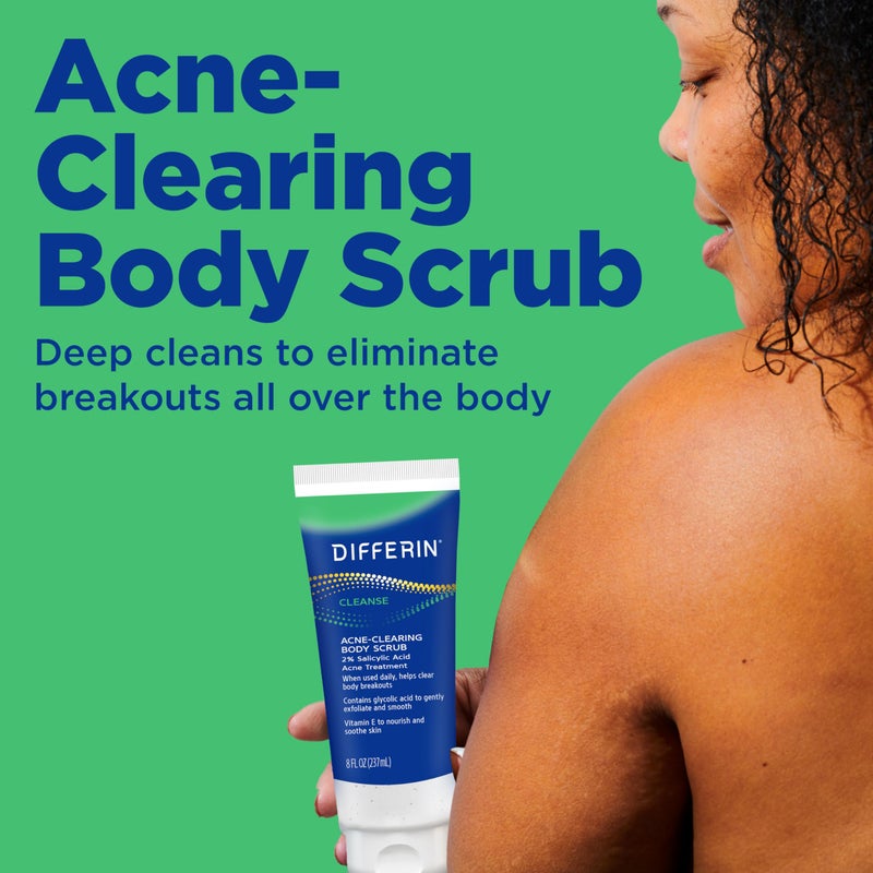 Differin Body Scrub with Salicylic Acid Acne Clearing Improves Tone and Texture Prone Skin on Back Shoulders and Chest, 8 Oz (Packaging May Vary) - Image 2